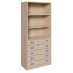 Korpus-Schrank mit 5 breiten Dekorblendenschüben und Regal - 781805600
