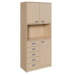 Korpus-Schrank mit 5 Dekorblendenschüben und Tür unten + 2 Türen oben - 781845300