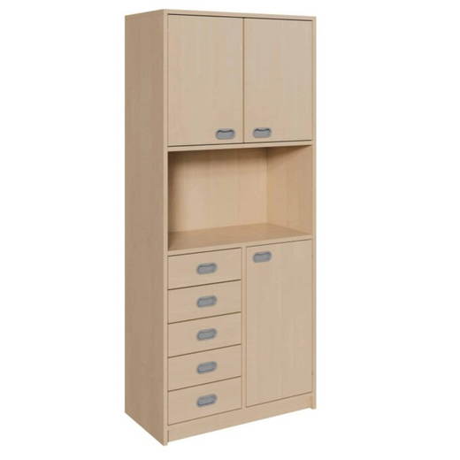 781845300 Korpus-Schrank mit 5 Dekorblendenschüben und Tür unten + 2 Türen oben - 781845300
