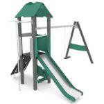Spielturm mit Schaukel, Kletterwand und Rutsche – RECYCLED RC1438 - 8518 rc14381s
