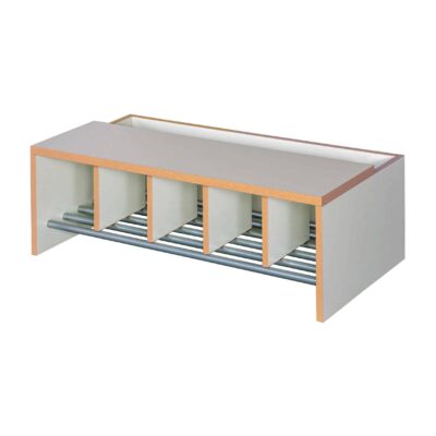 Garderobenbank mit integriertem Schuhrost und Sitztiefenverlängerung