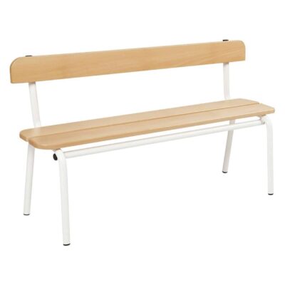 Metall- und Holzbank mit Rückenlehne (3 Latten - 120x32 cm)