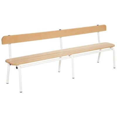 Metall- und Holzbank mit Rückenlehne (3 Latten - 160x32 cm)