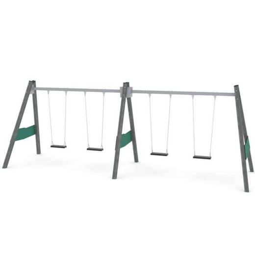 bd2a-rc14241s Doppel-Schaukelgestell mit 4 Schaukelsitzen – RECYCLED RC1424 - bd2a rc14241s