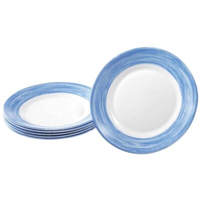 Bunte flache Teller 6er Set - Geschirr aus Hartglas