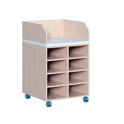 Wickelkommode zweireihig fahrbar - Regal mit 6 Einlegeböden