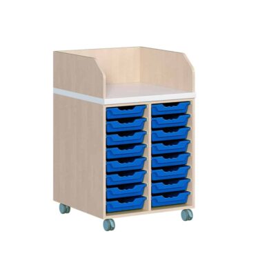 Wickelkommode zweireihig fahrbar - mit 16 ErgoTray-Boxen