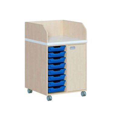 Wickelkommode zweireihig fahrbar - mit 8 ErgoTrayboxen, 1 Tür