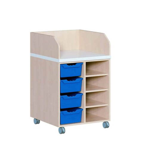 wic2117f Wickelkommode zweireihig fahrbar – mit 4 ErgoTray-Boxen und Regal - wic2117f