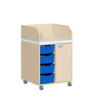 Wickelkommode zweireihig fahrbar - mit 4 ErgoTray-Boxen und 1 Tür