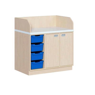 Wickelkommode dreireihig – mit 4 ErgoTray-Boxen und 2 Türen