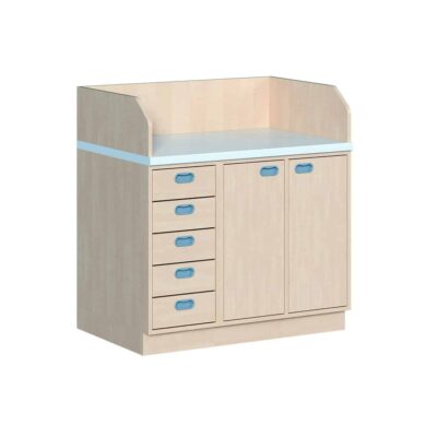 Wickelkommode dreireihig - mit 5 Dekorschüben und 2 Türen
