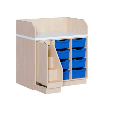 Wickelkommode dreireihig - mit 8 ErgoTray-Boxen und Aufstiegshilfe