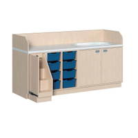 Wickelkommode dreireihig mit Badewanne - 8 ErgoTray-Boxen und Aufstiegshilfe