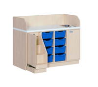 Wickelkommode dreireihig mit Waschbecken - 8 ErgoTray-Boxen und Aufstiegshilfe