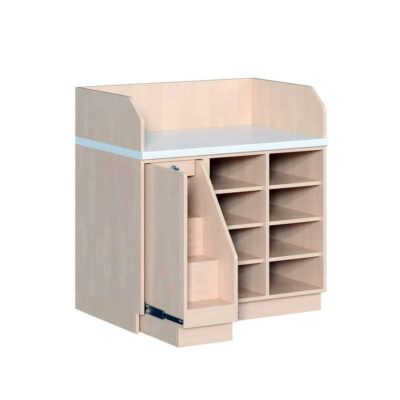 Wickelkommode dreireihig - mit Regal und Aufstiegshilfe