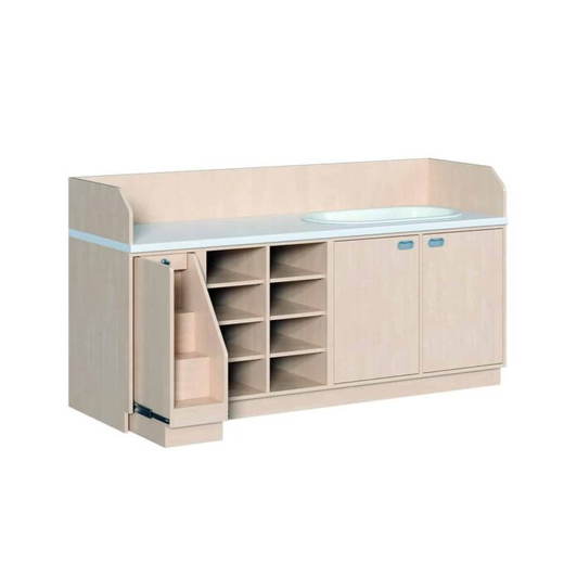 wic3207b Wickelkommode dreireihig mit Badewanne – Regal, 6 Einlegeböden und Aufstiegshilfe - wic3207b