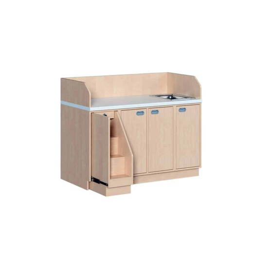 wic3227w Wickelkommode dreireihig mit Waschbecken – 2 Türen, 6 Einlegeböden und Aufstiegshilfe - wic3227w