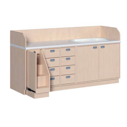 wic3247b Wickelkommode dreireihig mit Badewanne – 8 Dekorschüben und Aufstiegshilfe - wic3247b