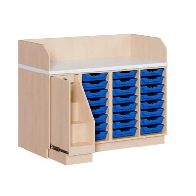 Wickelkommode vierreihig - mit 24 ErgoTray-Boxen und Aufstiegshilfe