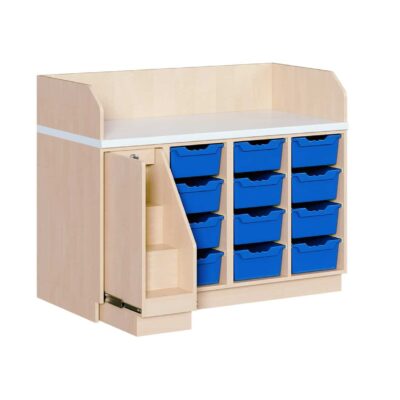 Wickelkommode vierreihig - mit 12 ErgoTray-Boxen und Aufstiegshilfe