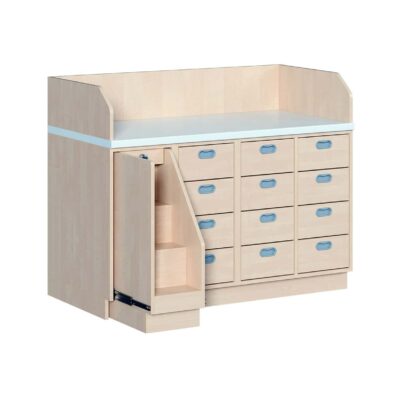 Wickelkommode vierreihig - mit 12 Dekorschüben und Aufstiegshilfe