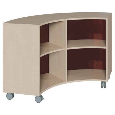 Korpus-Viertelkreisschrank mit festen Böden und Plexiglasrückwand