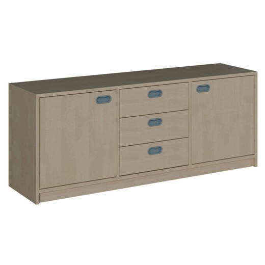 250605100 Korpus-Raumteilerschrank mit rechts + links 1 Tür, 2 Einlegeböden, mittig 3 Schübe - 250605100