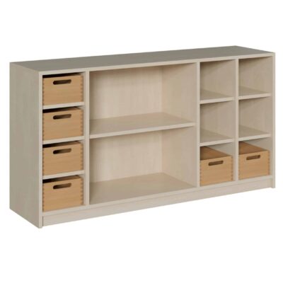 Korpus-Raumteilerschrank mit 3 Mittelwänden versetzt, 8 Böden, 6 Kästen