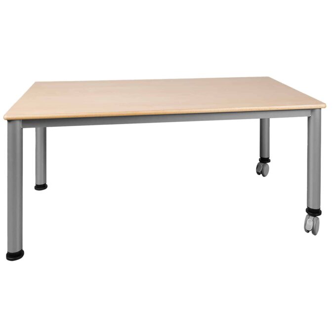 Fahrbarer rechteckiger Tisch, Platte mit Schichtstoff Fahrbarer rechteckiger Tisch, Platte mit Schichtstoff