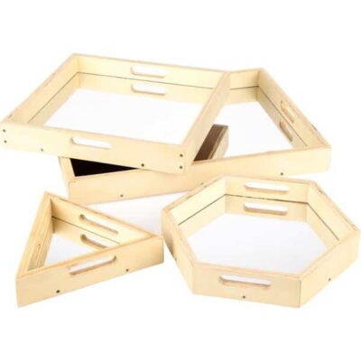 Spiegel-Tabletts, 4er-Set