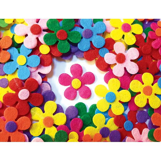 370158_1 Bunte Filz-Blumen 100er Set - 370158 1