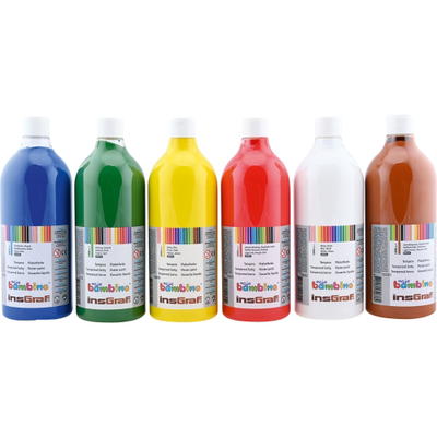 Temperafarben-Set Grundfarben, 6 x 1000 ml