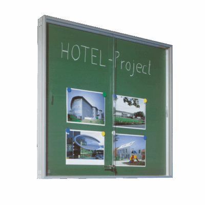 Wandvitrine mit Schiebetür aus Sicherheitsglas