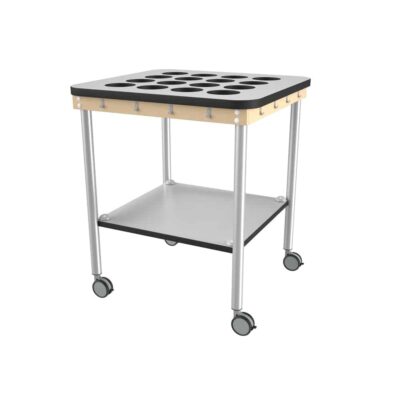 Zahnputzbecherwagen, Quadrat, 16 Becher - grau