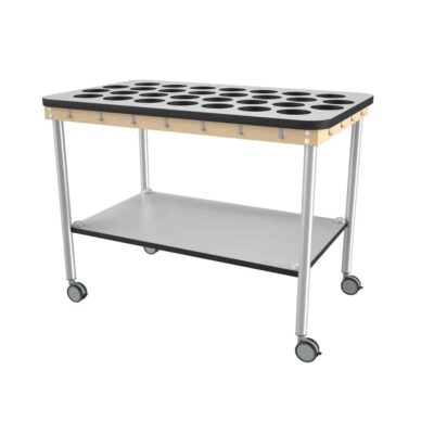 Zahnputzbecherwagen, Quadrat, 26 Becher - grau