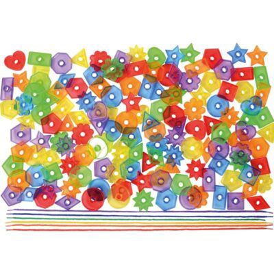 Fädelknöpfe transparent 144 Stück mit 6 Schnüren