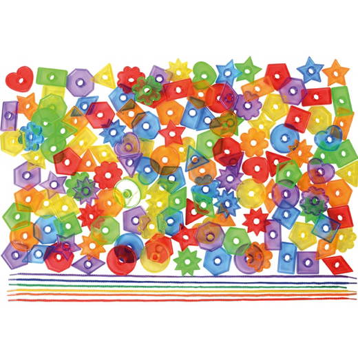 120516_1 Fädelknöpfe transparent 144 Stück mit 6 Schnüren - 120516 1