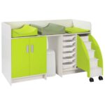 Wickeltisch Kazéo Breite: 172 cm inkl. 3 Wickelauflagen, Trittleiter, Windeleimer und 6 Behälter - 69143 c037 231115 pd
