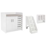 Wickeltisch Kazéo Breite: 104 cm inkl. Wickelauflage, mobiler Trittleiter, Windelregal und 6 Behälter - 69144 c001 231108 pc p