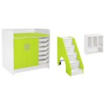 Wickeltisch Kazéo Breite: 104 cm inkl. Wickelauflage, mobiler Trittleiter, Windelregal und 6 Behälter - 69144 c037 231108 pc