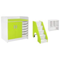 Wickeltisch Kazéo Breite: 104 cm inkl. Wickelauflage, mobiler Trittleiter, Windelregal und 6 Behälter – Bild 3
