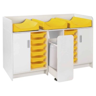 Wickeltisch Kazéo Breite: 172 cm inkl. 3 Wickelauflagen, Windeleimer und 12 Behälter