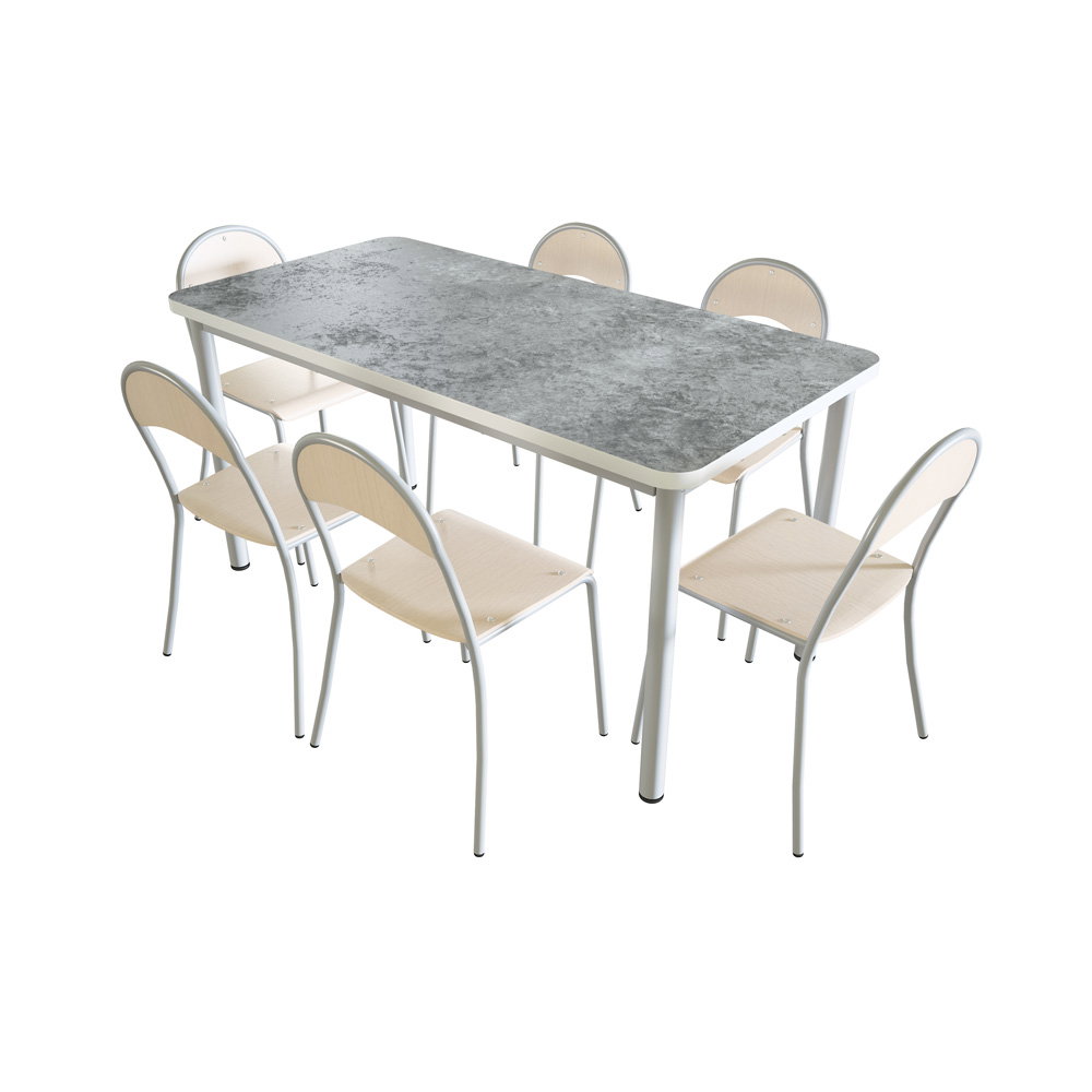 Flüstertisch, Metallgestell, 140x70 cm, mit Stühlen P, SH 38 cm