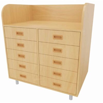Wickelkommode mit 10 Schubkästen