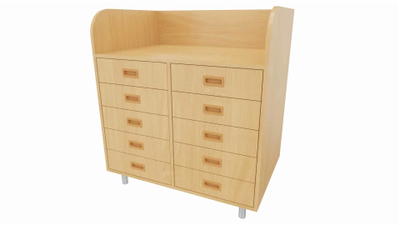 Wickelkommode mit 10 Schubkästen