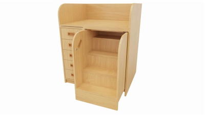 Wickelkommode mit ausziehbarer Treppe und 5 Schubkästen