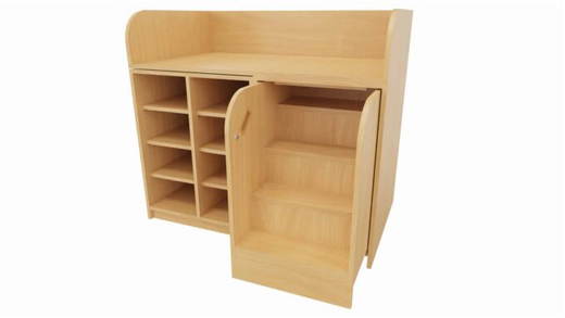 113591000 Wickelkommode mit ausziehbarer Treppe und Regal mit Mittelwand - 113591000