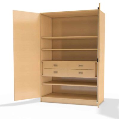 Werkraumschrank mit 3 Einlegeböden und 2 breiten Schubkästen