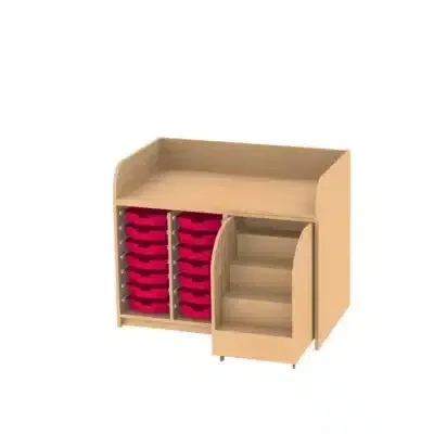 Wickelkommode mit ausziehbarer Treppe für 2 x 7 Kunststoffschübe